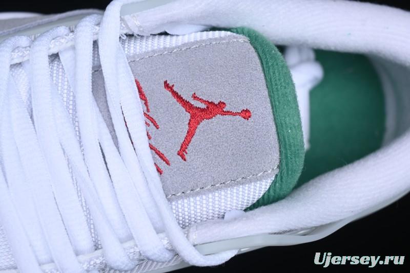 Nike Air Jordan 4 Remastered AJ4 Retro Sneakers in White Green with Gum Sole - FQ7939-103