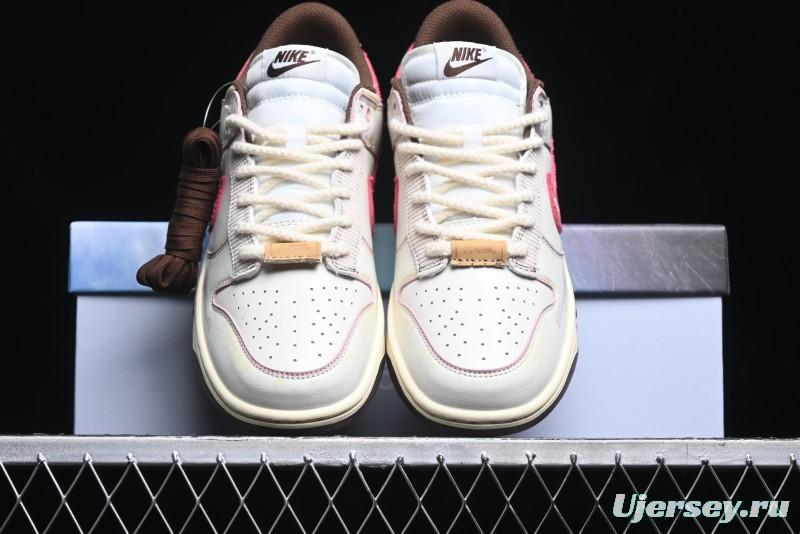 Nike Dunk Low Retro Casual Sneakers in Brown and Sail with Panda Mischief Skyline Theme - DD1503-124