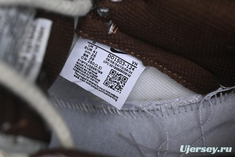 Nike Dunk Low Retro Casual Sneakers in Brown and Sail with Panda Mischief Skyline Theme - DD1503-124