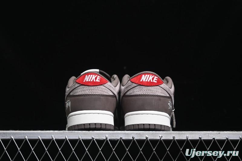 Nike SB Dunk Low Stussy Collaboration - Beige Brown Swoosh Anniversary High-End Custom Low-Top Casual Skate Shoes - SF1029-408