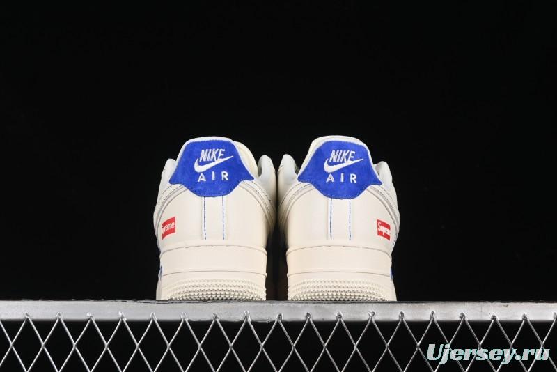 Nike Air Force 1 '07 Low Supreme Collaboration - Off White Navy Blue Low Top Casual Sneakers SJ6698-004