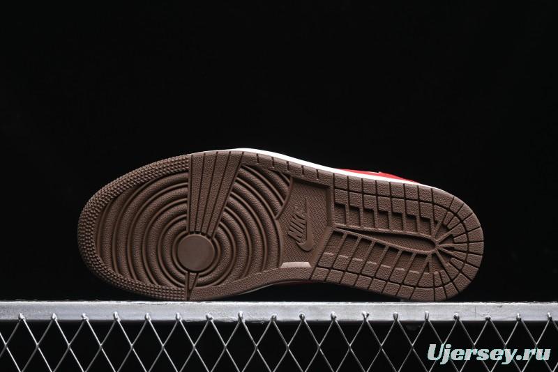 Nike Travis Scott x Fragment Design x Air Jordan 1 Low OG SP AJ1 Retro Sneakers with Reverse Swoosh - SJ2068-135