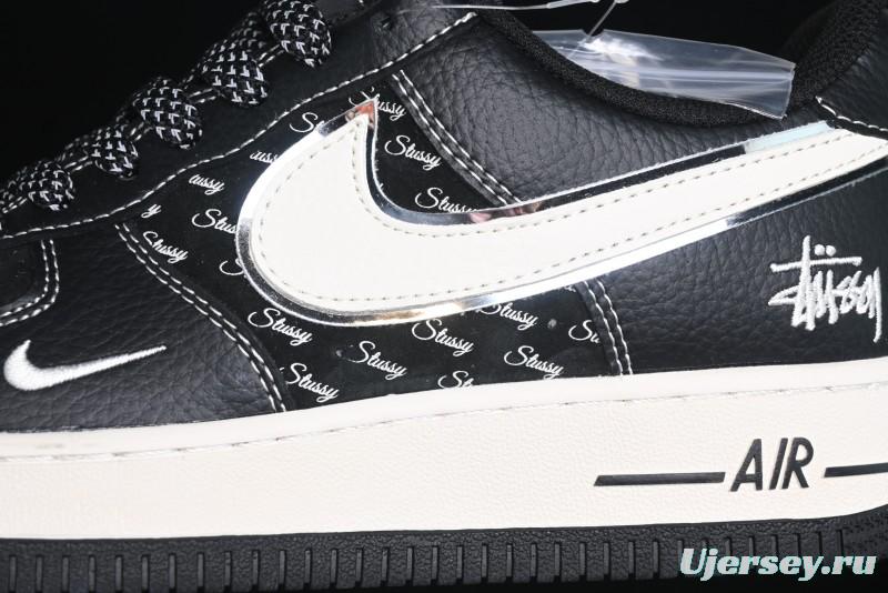 Nike Air Force 1 '07 Low Stussy Collaboration - All Black Low-Top Casual Sneakers - XZ6188-311