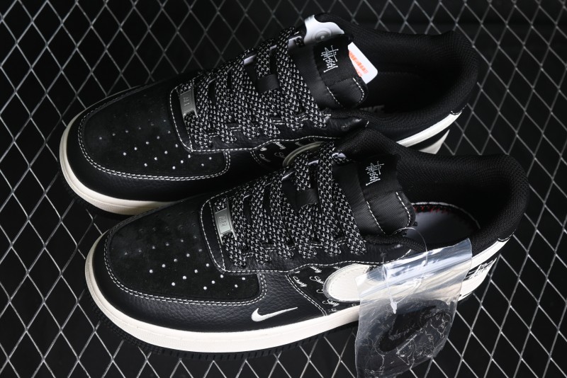 Nike Air Force 1 '07 Low Stussy Collaboration - All Black Low-Top Casual Sneakers - XZ6188-311