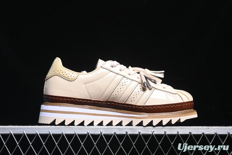 Adidas Clot x Superstar JQ6117 Shell Toe Sneakers with Preppy Style and Perforated Design - JQ6117