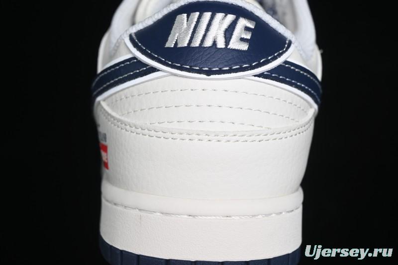 Nike SB Dunk Low Stone Island x Supreme Collaboration - Navy Blue & Off-White Anniversary High-End Custom Low-Top Casual Sneakers - BB9866-007