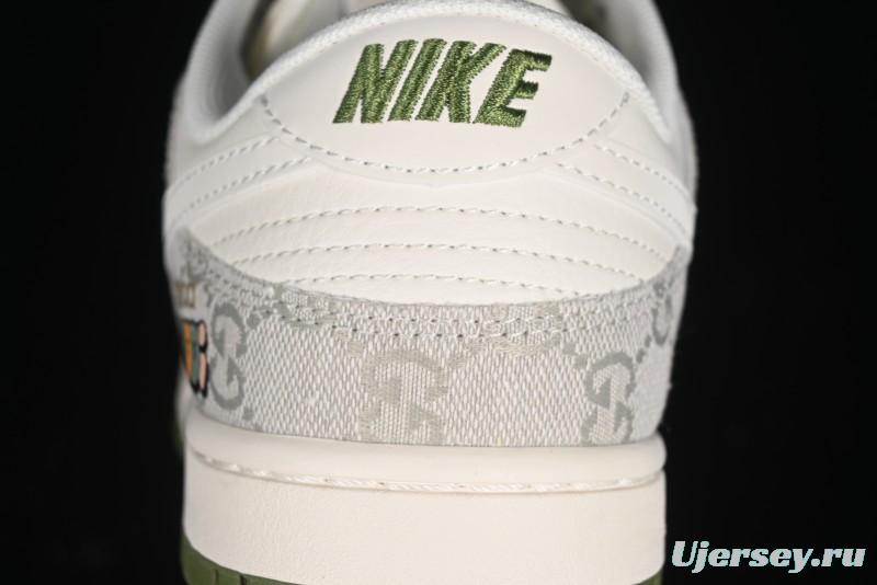 Nike SB Dunk Low Gucci Collaboration - Smoke Green Anniversary High-End Custom Low-Top Casual Skate Shoes - XX2025-389