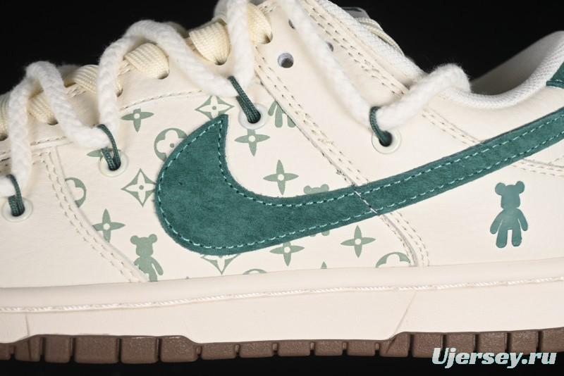 Nike SB Dunk Low Violent Bear Series - Strap Beige Green Check Anniversary High-End Custom Low-Top Casual Sneakers - SJ2068-292