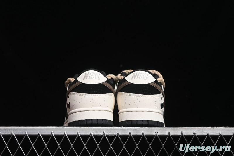 Nike Dunk Low Retro Casual Sneakers with Little Panda and Dopamine Mocha Design - DD1391-100