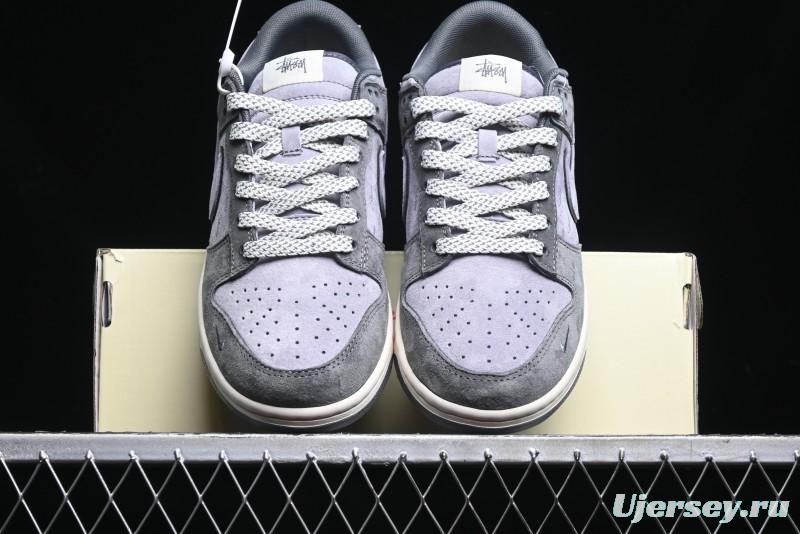 Nike SB Dunk Low Stussy Collaboration - Granite Grey Anniversary Custom Low-Top Casual Skate Shoes - XS1086-008