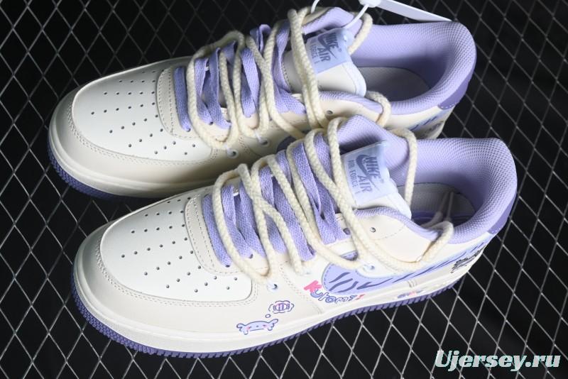 Nike Air Force 1 Low Kuromi Casual Sneakers with Lace-Up Design - BD7701-220