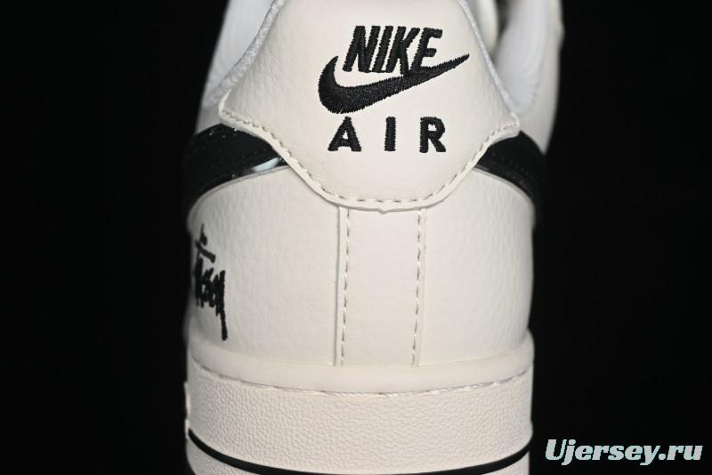 Nike Air Force 1 '07 Low Stussy Collaboration - Black Sail Metallic Silver - XZ3328-506