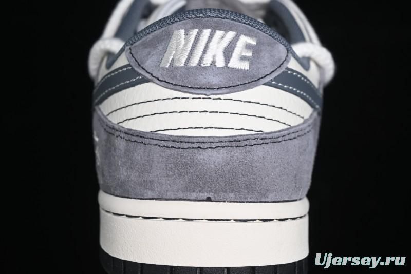 Nike SB Dunk Low Stussy Collaboration - Lace-Up Beige Grey Hook Anniversary High-End Custom Low-Top Casual Skate Shoes - YX5066-206