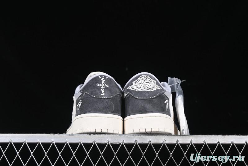Nike Travis Scott x Fragment Design x Air Jordan 1 Low OG SP AJ1 Retro Sneakers in Traffic Grey - CF3688-055