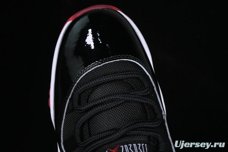 Nike Air Jordan 11 Low Bred Basketball Shoes with Patent Leather and Carbon Fiber - FV5104-006