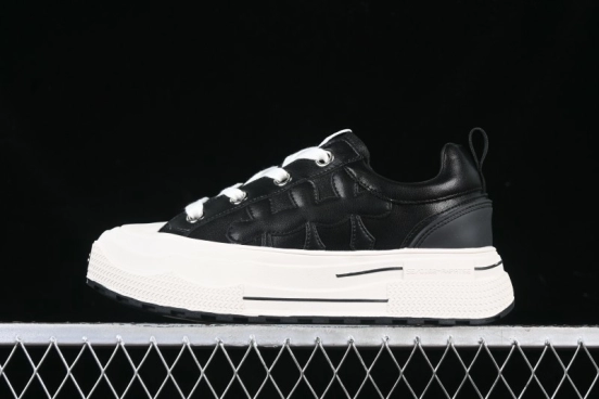 Shoot Brand Replay Black Plum Retro Comfort Leather Anti-Slip Platform Low-Top Casual Sneakers - AJD4