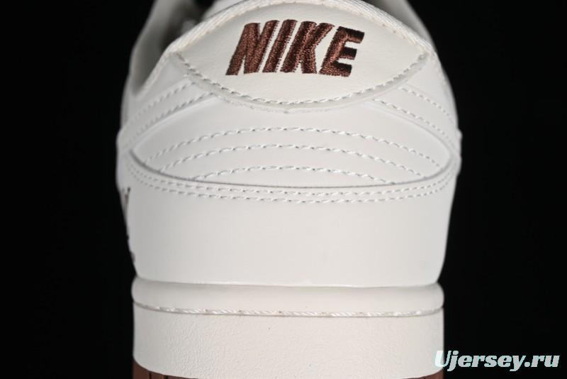 Nike SB Dunk Low LV Collaboration - Double Swoosh Beige Brown Anniversary High-End Custom Low-Top Casual Skate Shoes - XX2025-309
