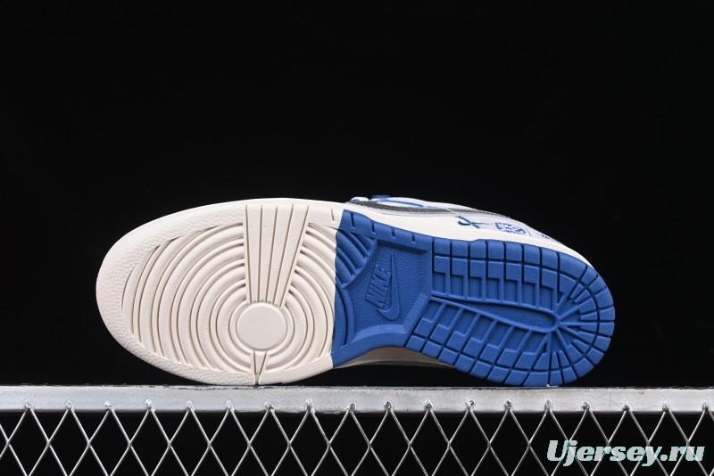 Nike SB Dunk Low Stussy Year of the Snake Collaboration Light Blue Silver Swoosh Anniversary Custom Low-Top Casual Sneakers - DM6868-010