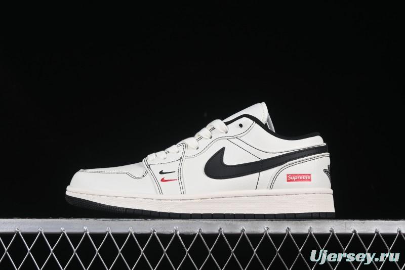 Nike Air Jordan 1 Low Supreme Collaboration Retro Basketball Shoes - XX3318-108