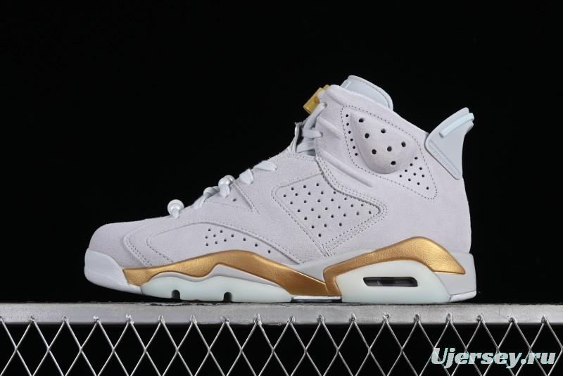 Nike Air Jordan 6 Retro Paris Olympics Sneakers with Metallic Gold Accents - DQ4914-074