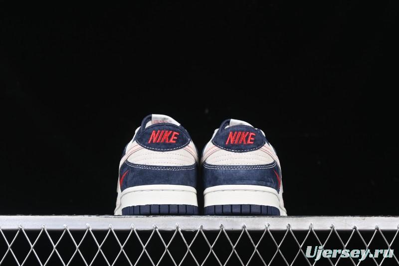 Nike SB Dunk Low Supreme Collaboration - Two-Tone White Swoosh Anniversary Customized Low-Top Casual Skate Shoes - DJ2024-045