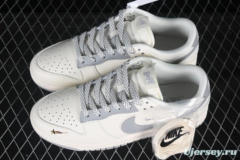 Nike SB Dunk Low Bape Collaboration Light Gray Anniversary Custom Low-Top Casual Sneakers - XS6089-508