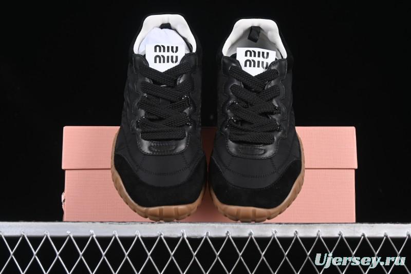 Miu Miu Suede Round Toe Lace-Up Women's Low-Top Casual Shoes - 99D4
