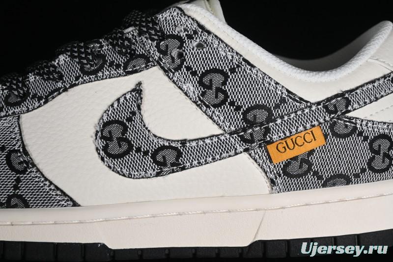 Nike SB Dunk Low Gucci Collaboration - Grey Pattern Anniversary High-End Custom Low-Top Casual Skate Shoes - BB9676-311