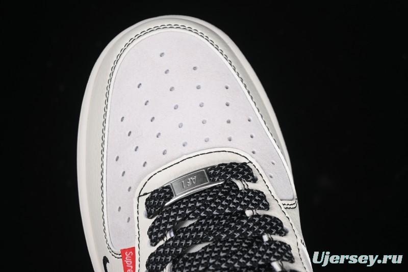 Nike Air Force 1 '07 Low Supreme Collaboration Casual Sneakers in Beige Black Red - BB7518-019