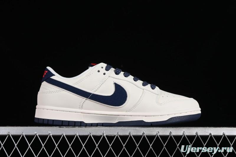 Nike Supreme x SB Dunk Low Balenciaga Collaboration - Off White Blue Canvas Anniversary High-End Custom Low-Top Casual Sneakers - XX2025-310