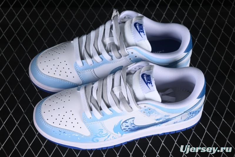 Nike Dunk Low Blue and White Porcelain Theme Casual Sneakers - DV0831-104