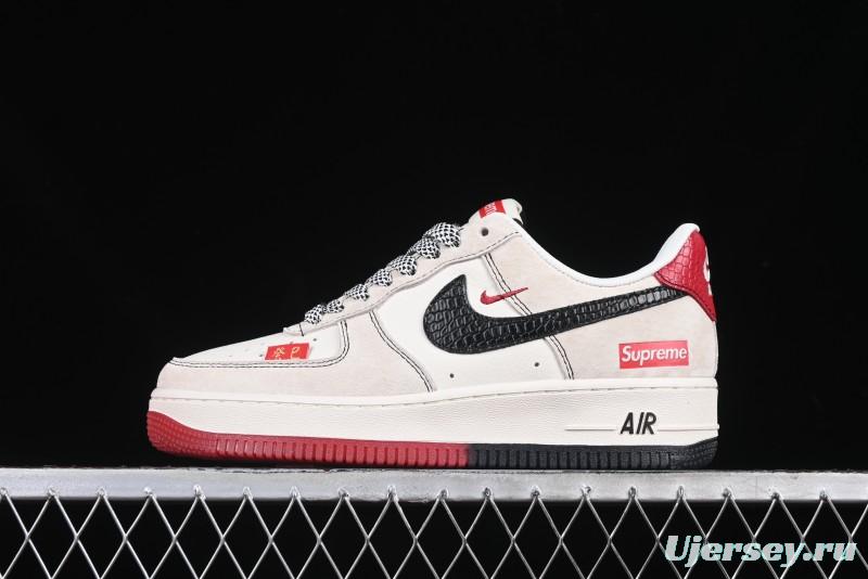 Nike Air Force 1 '07 Low Supreme Snake Year Limited Edition Black Snake Swoosh Low-Top Casual Sneakers - HH7518-033