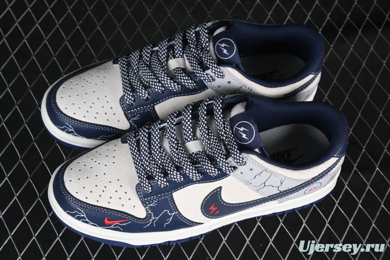Nike SB Dunk Low Lightning Collaboration Sketch Navy Swoosh Anniversary High-End Custom Low-Top Casual Sneakers - DJ2024-107