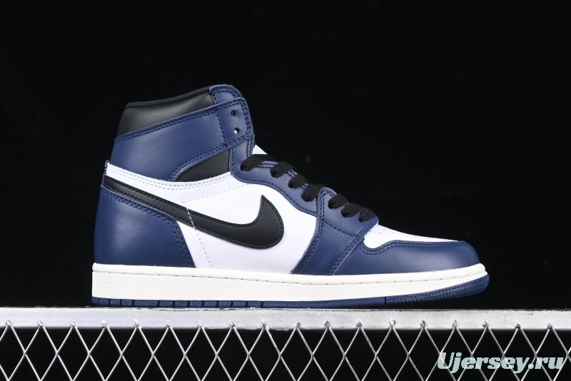 Nike Air Jordan 1 High OG "Midnight Navy" Basketball Shoes with Full Leather Construction - DZ5485-401
