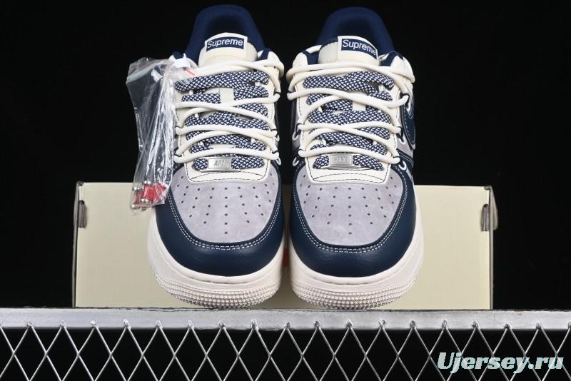 Nike Air Force 1 '07 Low Supreme Collaboration Beige Blue Low-Top Casual Sneakers - DM6688-018