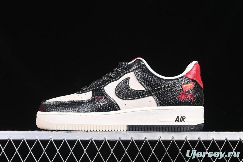 Nike Air Force 1 '07 Low Stussy Collaboration Year of the Snake Limited Edition Black Snake Dual-Color Casual Sneakers - HH7518-034