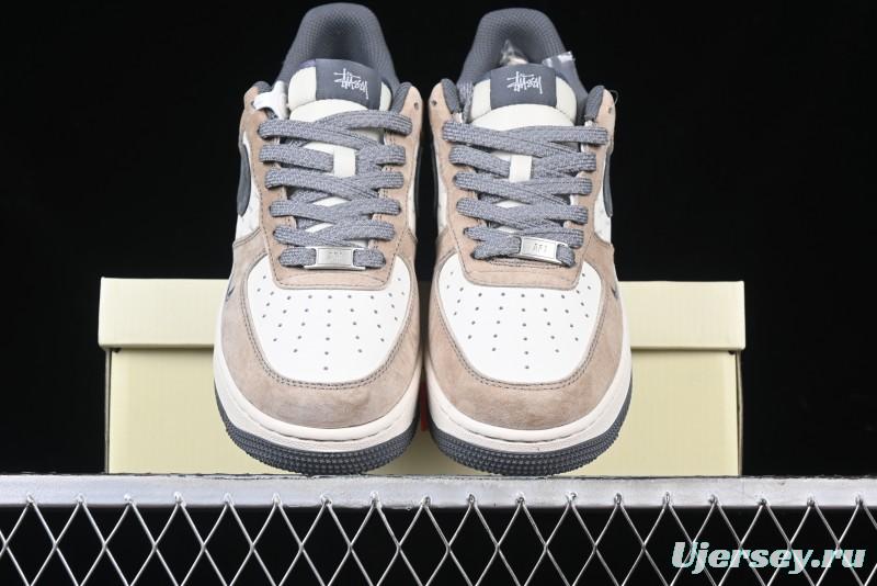 Nike Air Force 1 '07 Low Stussy Collaboration - Lambskin Brown Low-Top Casual Sneakers - XZ6188-888