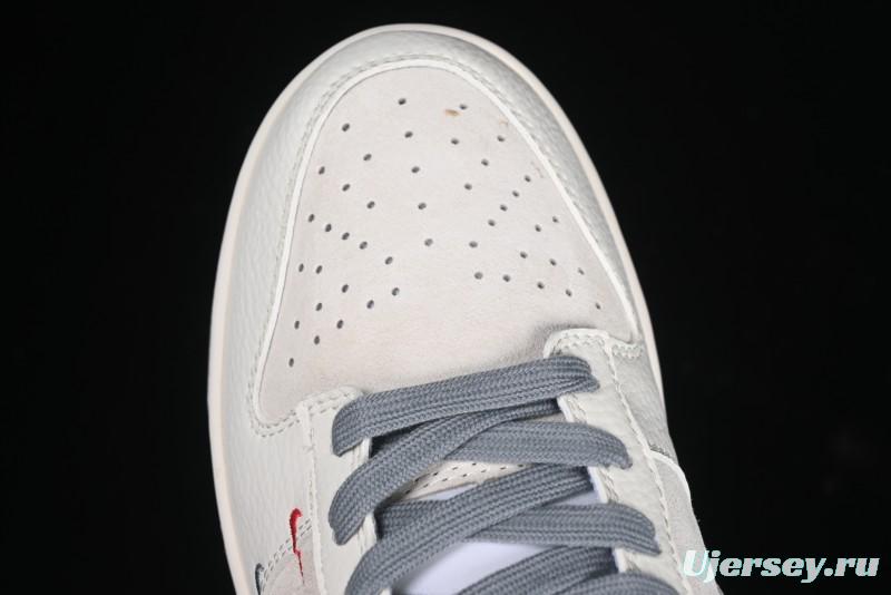 Nike SB Dunk Low Supreme Collaboration Grey Swoosh Double Mini Swoosh Anniversary Custom Low-Top Casual Sneakers - XX2025-688