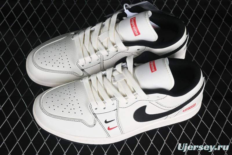 Nike Air Jordan 1 Low Supreme Collaboration Retro Basketball Shoes - XX3318-108