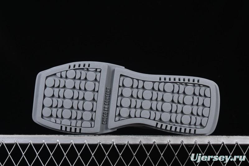 Choco Concert Leather Round Square Asymmetric Fashion Sneakers White Gray - AJE5