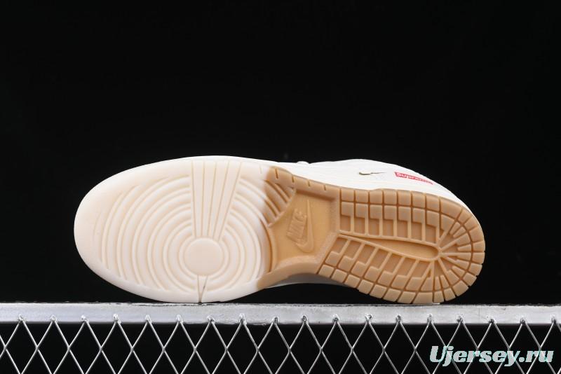 Nike SB Dunk Low Supreme Collaboration Two-Tone Khaki Anniversary High-End Custom Low-Top Casual Skate Shoes - BB8675-111