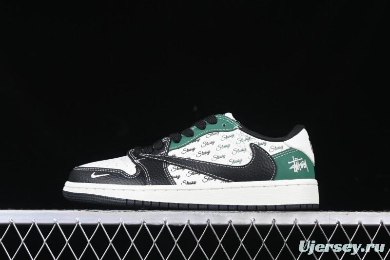 Nike Travis Scott x Fragment Design x Air Jordan 1 Low OG SP AJ1 Stussy Collaboration - Black Green - AG3702-805