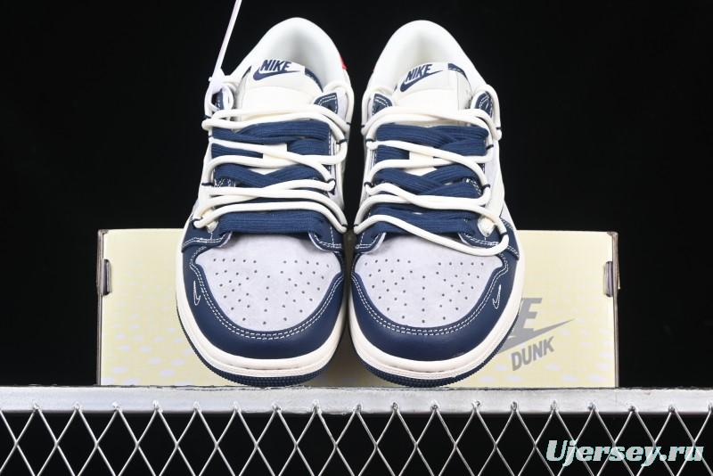 Nike Travis Scott x Fragment Design x Air Jordan 1 Low OG SP AJ1 Graffiti Drawstring Low-top Casual Sneakers - XS3186-203