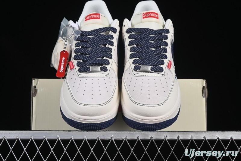 Nike Air Force 1 '07 Low Supreme Collaboration Sneakers with Red Tab and Blue Swoosh - BB7518-021