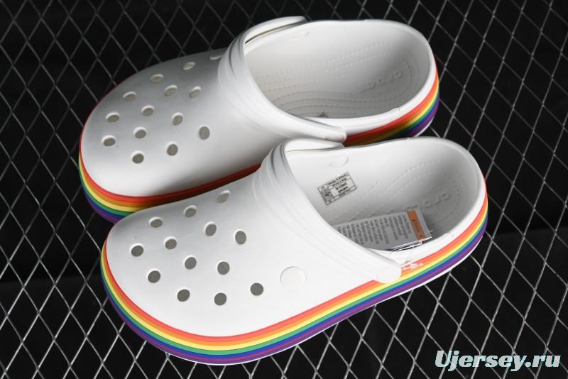Crocs Crocband Platform Rainbow Comfortable Thick-Soled Clogs - B.D4