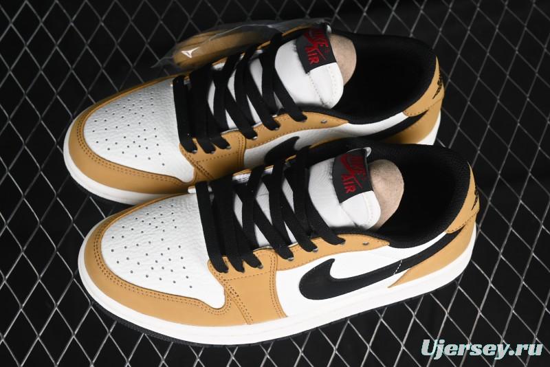 Nike Air Jordan 1 Low OG AJ1 White Yellow Black Swoosh Casual Sneakers - CZ0790-107