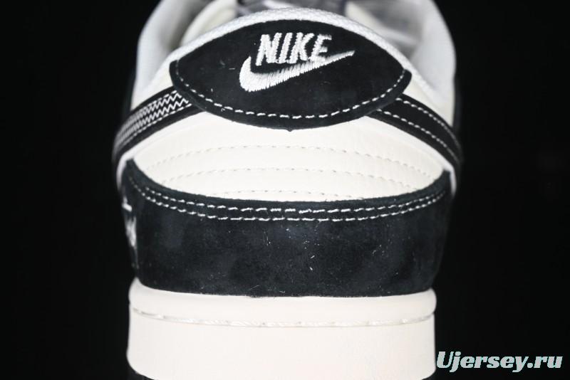 Nike SB Dunk Low Stussy x Gucci Triple Collaboration - Irregular Black Swoosh Anniversary Custom Low-Top Casual Sneakers - FC1688-196