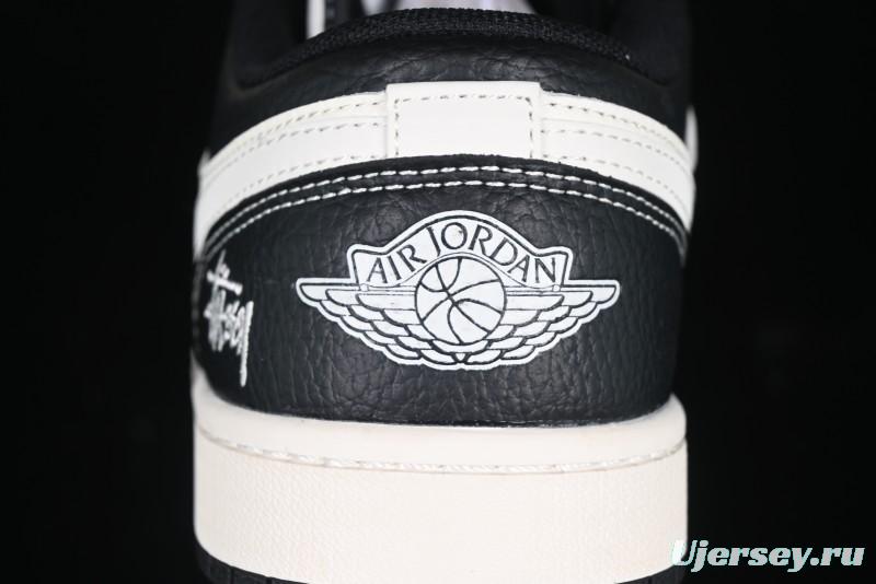 Nike Air Jordan 1 Low AJ1 Stussy White Black Leather Retro Basketball Shoes - XX3318-507