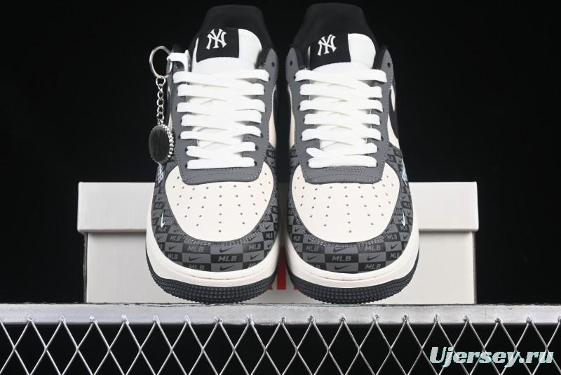 Nike Air Force 1 '07 Low MLB Collaboration Dark Checkered Beige Low-Top Casual Sneakers - DF0188-038