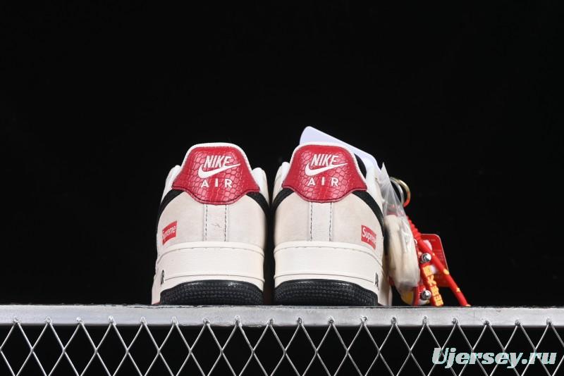 Nike Air Force 1 '07 Low Supreme Snake Year Limited Edition Black Snake Swoosh Low-Top Casual Sneakers - HH7518-033